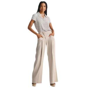 CAbi Womens 6 Linen Blend Flare High Waisted Beige Pant